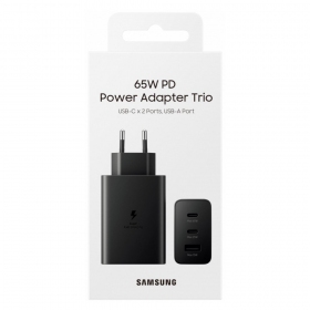 Carregador de rede Samsung EP-T6530NBEGEU 65 W 2x USB-C + USB-A preto