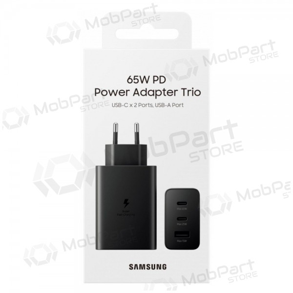 Carregador de rede Samsung EP-T6530NBEGEU 65 W 2x USB-C + USB-A preto