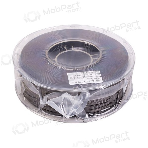 3D spausdinimo plastikas TPU, 1.75mm, 1kg, preto