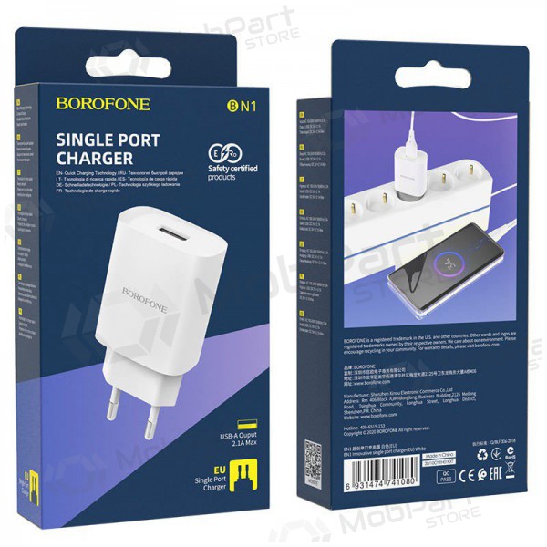 Carregador Borofone BN1 2.1A (branco)