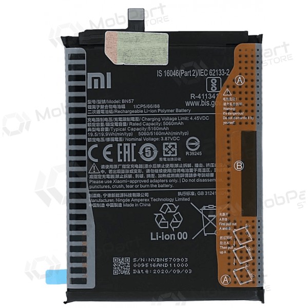 Bateria para Xiaomi Poco X3, Poco X3 Pro, acumulador (BN57) (original)