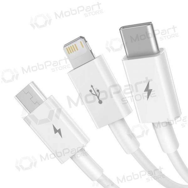Cabo Baseus Superior USB - microUSB+Lightning+Type-C 3.5A 1.5m (branco) CAMLTYS-02
