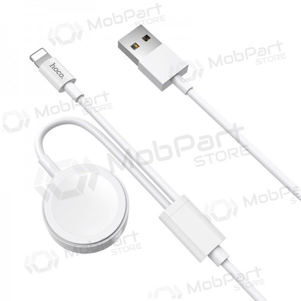USB cabo HOCO U69 lightning 1.0m (with iWatch wireless charger) (branco)