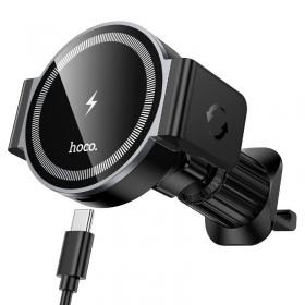 Suporte de telefone para carro com carregamento sem fio Hoco HW35 MagSafe 15 W para as grelhas de ventilação.