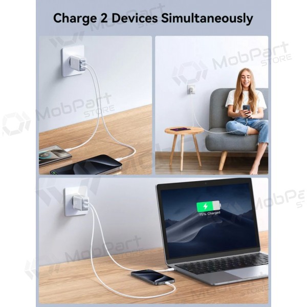 Carregador Joyroom JR-TCF15 USB-C/USB-A 30W branco