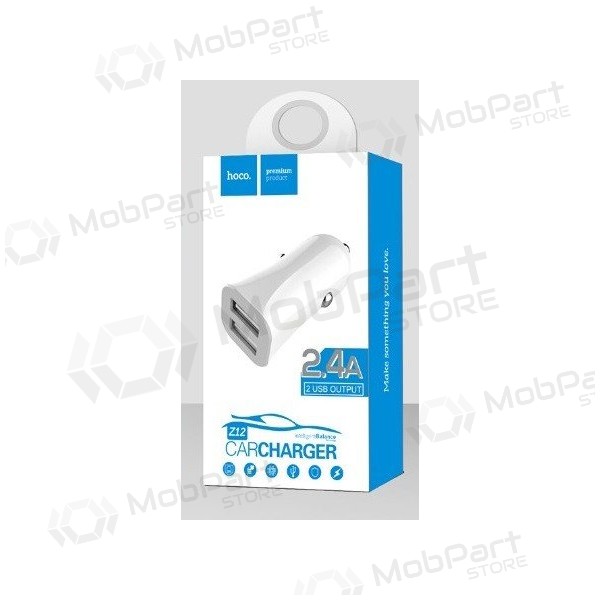 Carregador de carro HOCO Z12 Elite Dual USB (5V 2.4A) (branco)