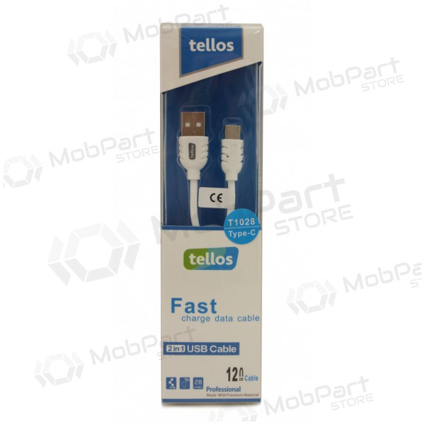 USB cabo Tellos Type-C FastCharging (branco) 1.2m