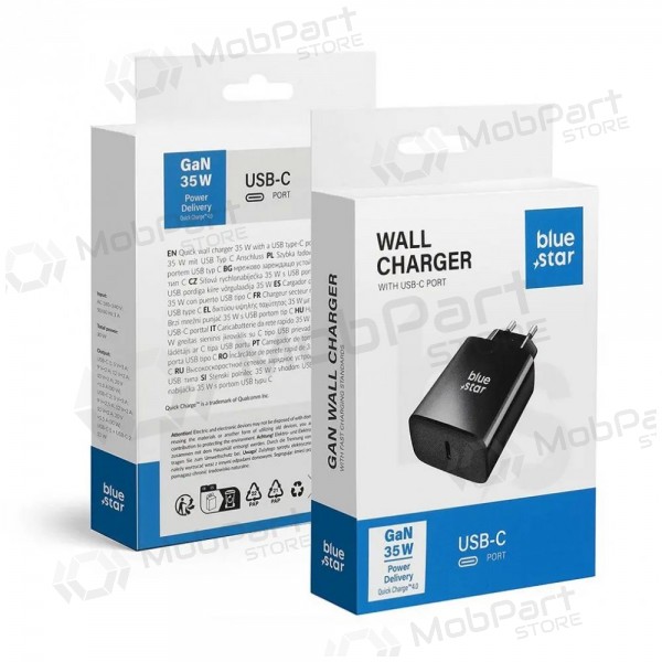 Carregador de telefone Blue Star 35 W USB-C preto