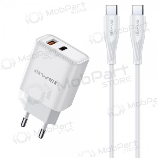 Carregador de telefone Awei PD81C-EU 22.5 W USB-C + USB-A com cabo USB-C 1 m