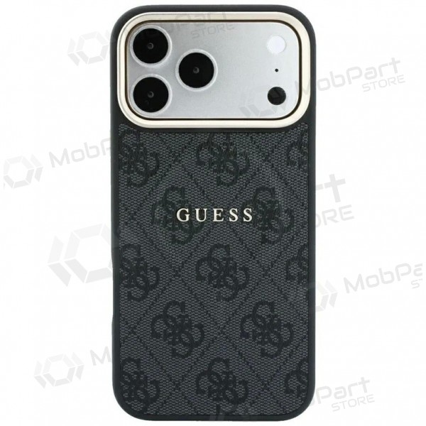 Capa para Apple iPhone 18 Pro - Guess PU Leather 4G Gold Frame Embossed MagSafe (preta)