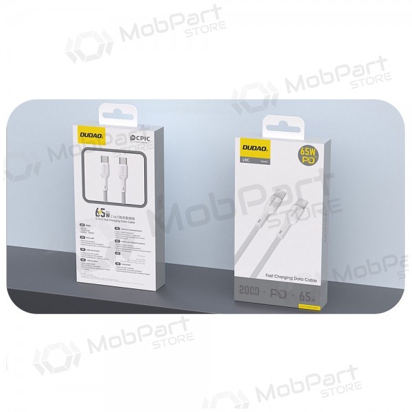 Cabo USB-C Dudao L9C USB-C para USB-C 1 m 65 W branco