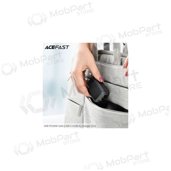 Carregador Acefast A98 30W GaN USB-C/USB-A preto