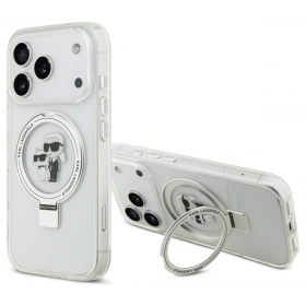 Capa para Apple iPhone 17 Pro Max - Karl Lagerfeld Ringstand Karl and Choupette MagSafe (transparente)