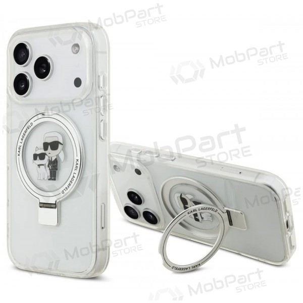 Capa para Apple iPhone 17 Pro Max - Karl Lagerfeld Ringstand Karl and Choupette MagSafe (transparente)