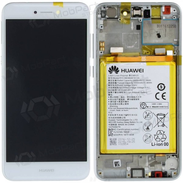 Huawei P8 Lite 2017 / P9 Lite 2017 / Honor 8 Lite ecrã (branco) (com moldura e bateria) (service pack) (original)