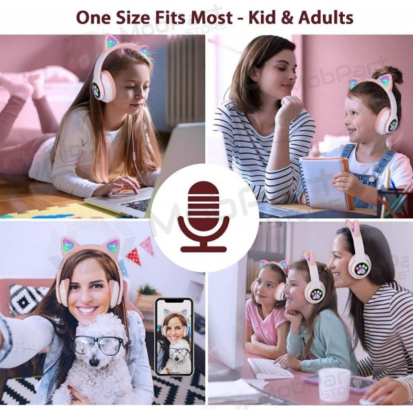 Auscultadores sem fios Cat Glow on-ear com microfone USB-C + 3,5 mm