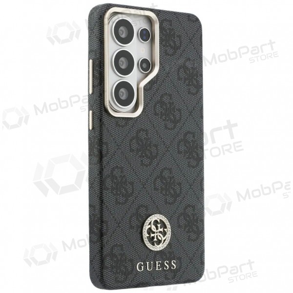 Capa Samsung Galaxy S26 Ultra - Guess PU Leather 4G Strass Logo Gold Frame Magnetic (preta)