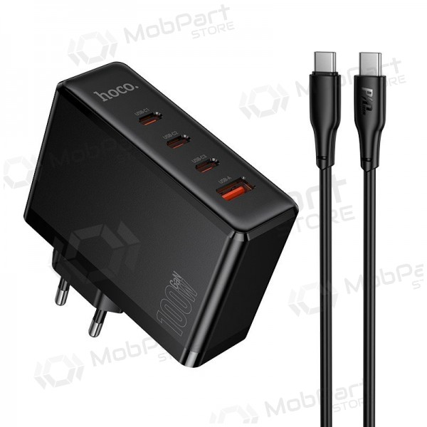 Carregador de rede Hoco N85 100 W 3x USB-C + USB-A com cabo USB-C 2 m preto