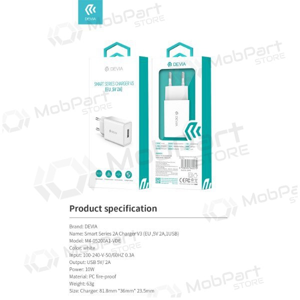 Carregador Devia Smart 2A (branco)