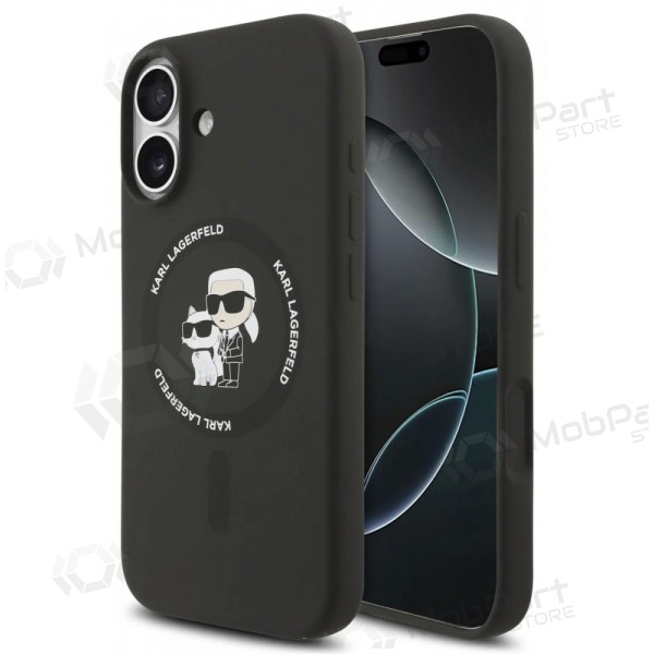 Capa para Apple iPhone 17 -Karl Lagerfeld Liquid Silicone Karl and Choupette MagSafe (preta)