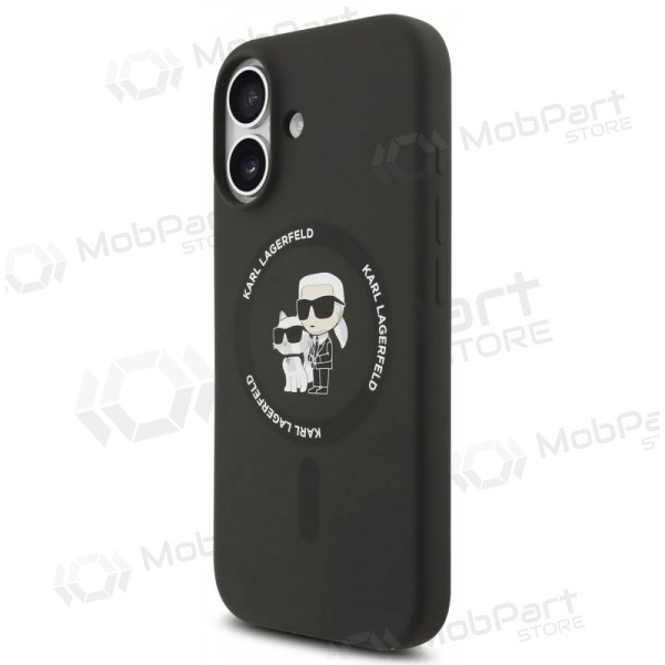 Capa para Apple iPhone 17 -Karl Lagerfeld Liquid Silicone Karl and Choupette MagSafe (preta)