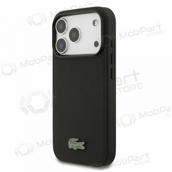Capa Apple iPhone 18 Pro - Lacoste PVC Iconic Petit Pique Metal Logo MagSafe (preto)