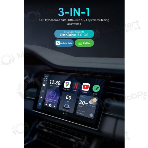 Adaptador sem fios CarPlay / Android Auto Ottocast OttoAiBox P3 PCS46 preto