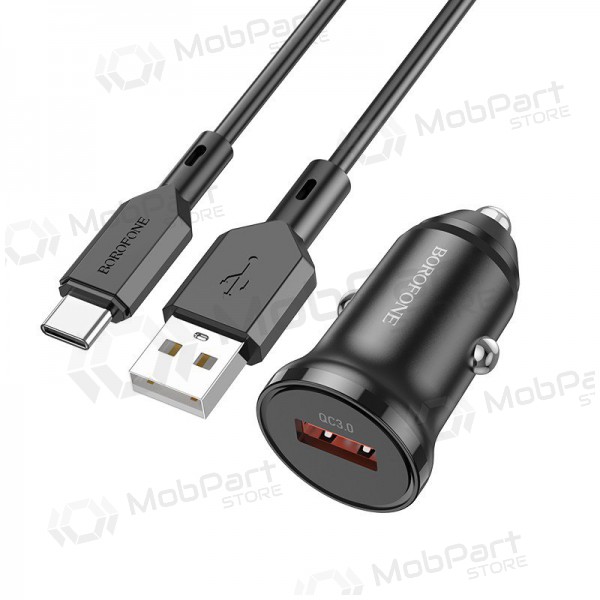 Carregador automobilinis Borofone BZ18 Quick Charge 3.0 18W + Type-C (preto)