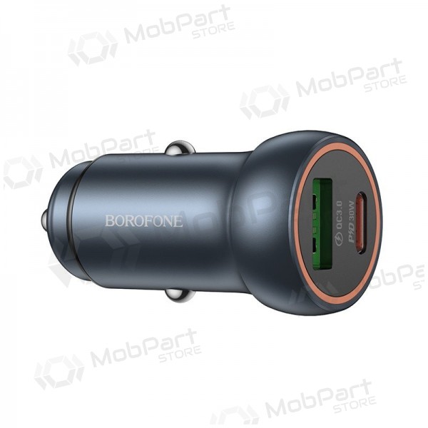 Carregador de carro Borofone BZ32A USB-C/USB-A 30W cinza