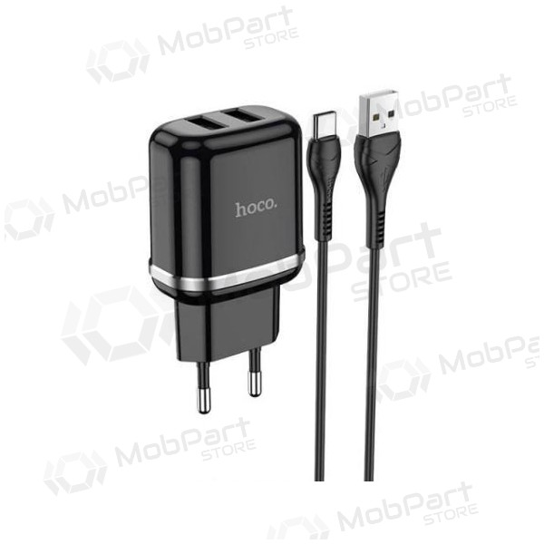 Carregador HOCO N4 Aspiring Dual USB + type-C cabo (5V 2.4A) (preto)