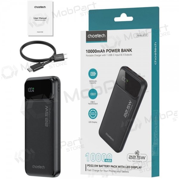 Bateria externa Power Bank Choetech B728 22.5W 10000mAh preto