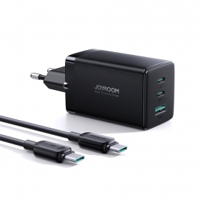 Carregador buitinis Joyroom GaN JR-TCG01 2xUSB-C/USB-A 65W + USB-C cable 1.2m preto