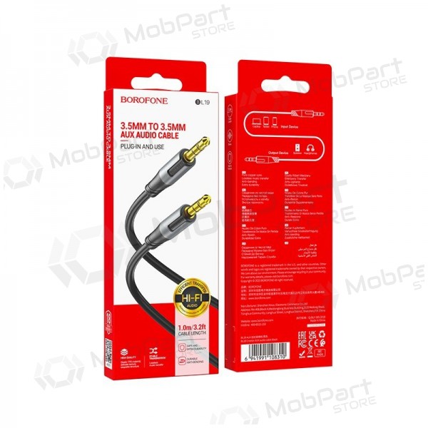 Audio cabo Borofone BL19 3,5mm to 3,5mm preto