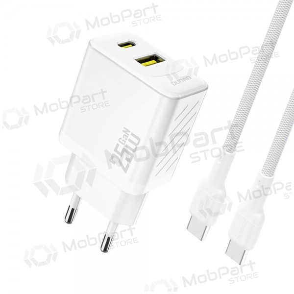 Carregador de telefone Dudao A26TC 25 W GaN USB-C + USB-A com cabo USB-C de 1 m branco