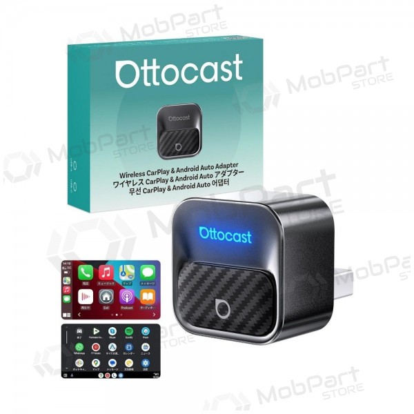 Adaptador CarPlay Ottocast Mini Core sem fio Android Auto preto