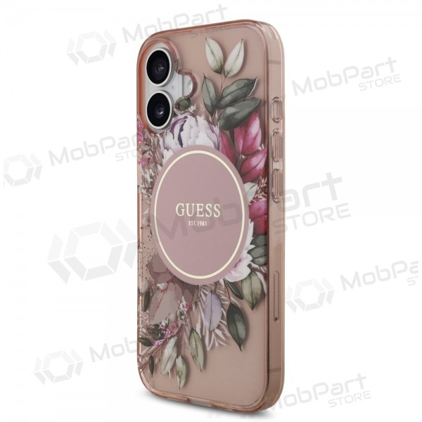 Capa para Apple iPhone 17 - Guess IML Flowers Strap MagSafe (rosa)