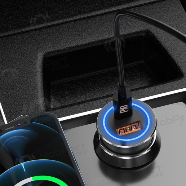 Carregador de telefone para carro Dudao R4Max 55 W USB-C + USB-A cinzento