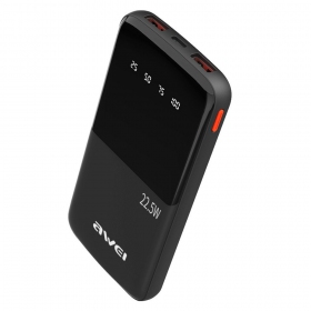 Bateria externa Power Bank Awei P10K 22.5W 10000mAh preto