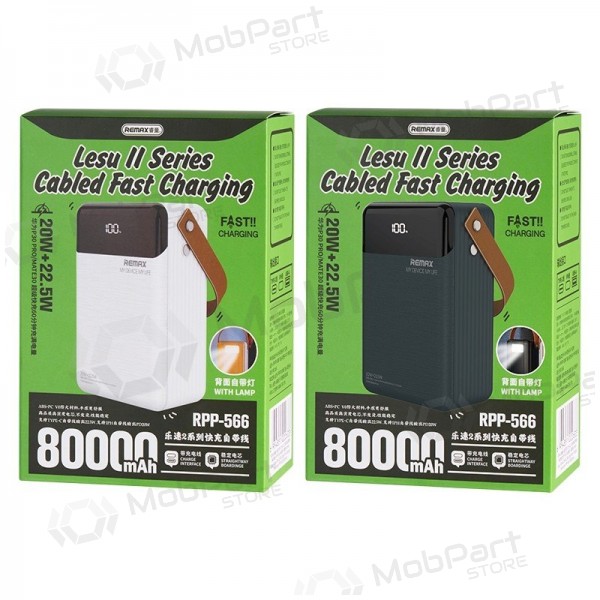 Bateria externa Power Bank Remax RPP-566 22.5W 80000mAh cinza