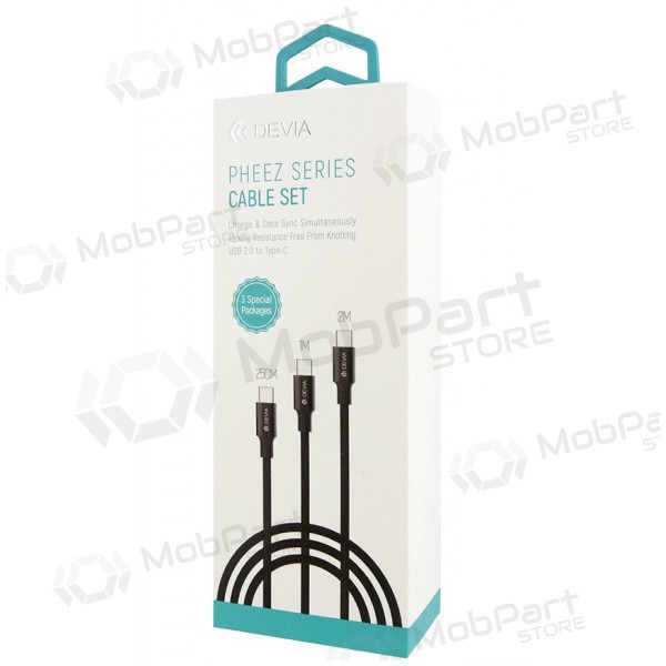 USB cabo Devia Pheez 3 Pack microUSB 0.25m,1.0m,2.0m (preto)