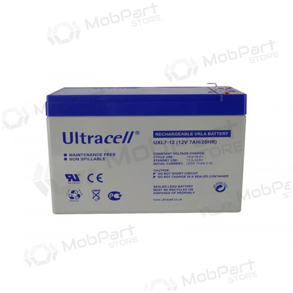 Bateria Ultracell UXL7-12 (7Ah, 12V, F1, VRLA, AGM)