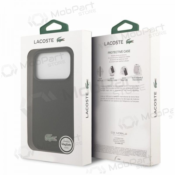 Capa Apple iPhone 18 Pro - Lacoste PVC Iconic Petit Pique Metal Logo MagSafe (preto)
