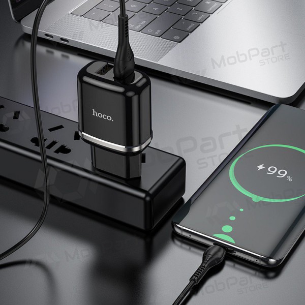 Carregador Hoco N4 + microUSB (2.4A) (preto)