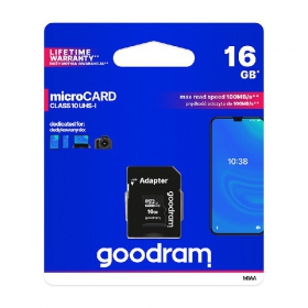 Cartão de memória GOODRAM MicroSD 16GB (class10 UHS-I) + SD Adaptador