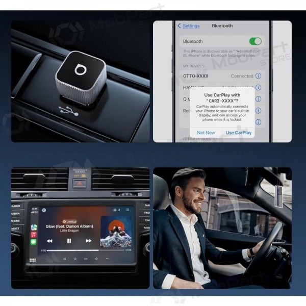 Adaptador sem fio CarPlay / Android Auto Ottocast Mini Cube CP88-T2 preto