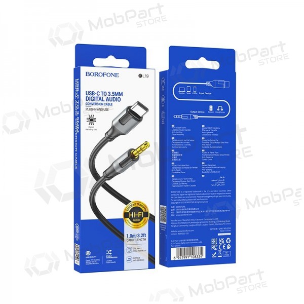 Audio cabo Borofone BL19 USB-C to 3,5mm preto