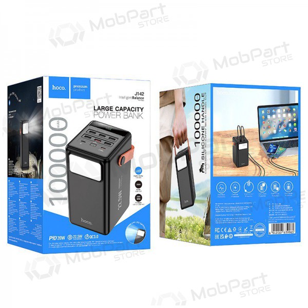 Bateria externa Power Bank Hoco J142 22.5W+PD20W 100000mAh preto