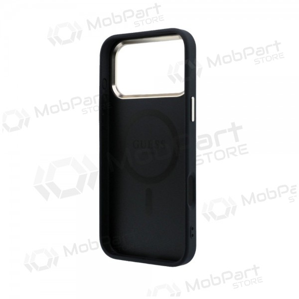 Capa para Apple iPhone 18 Pro Max - Guess PU Leather 4G Gold Frame MagSafe (preta)