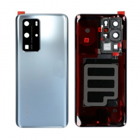 Huawei P40 Pro tampa traseira da bateria prata (Silver Frost) (usado grade A, original)