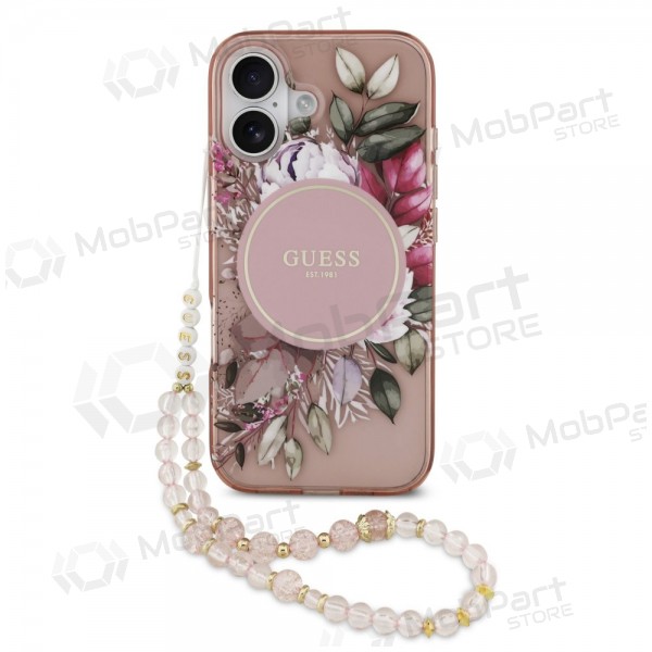 Capa para Apple iPhone 17 - Guess IML Flowers Strap MagSafe (rosa)